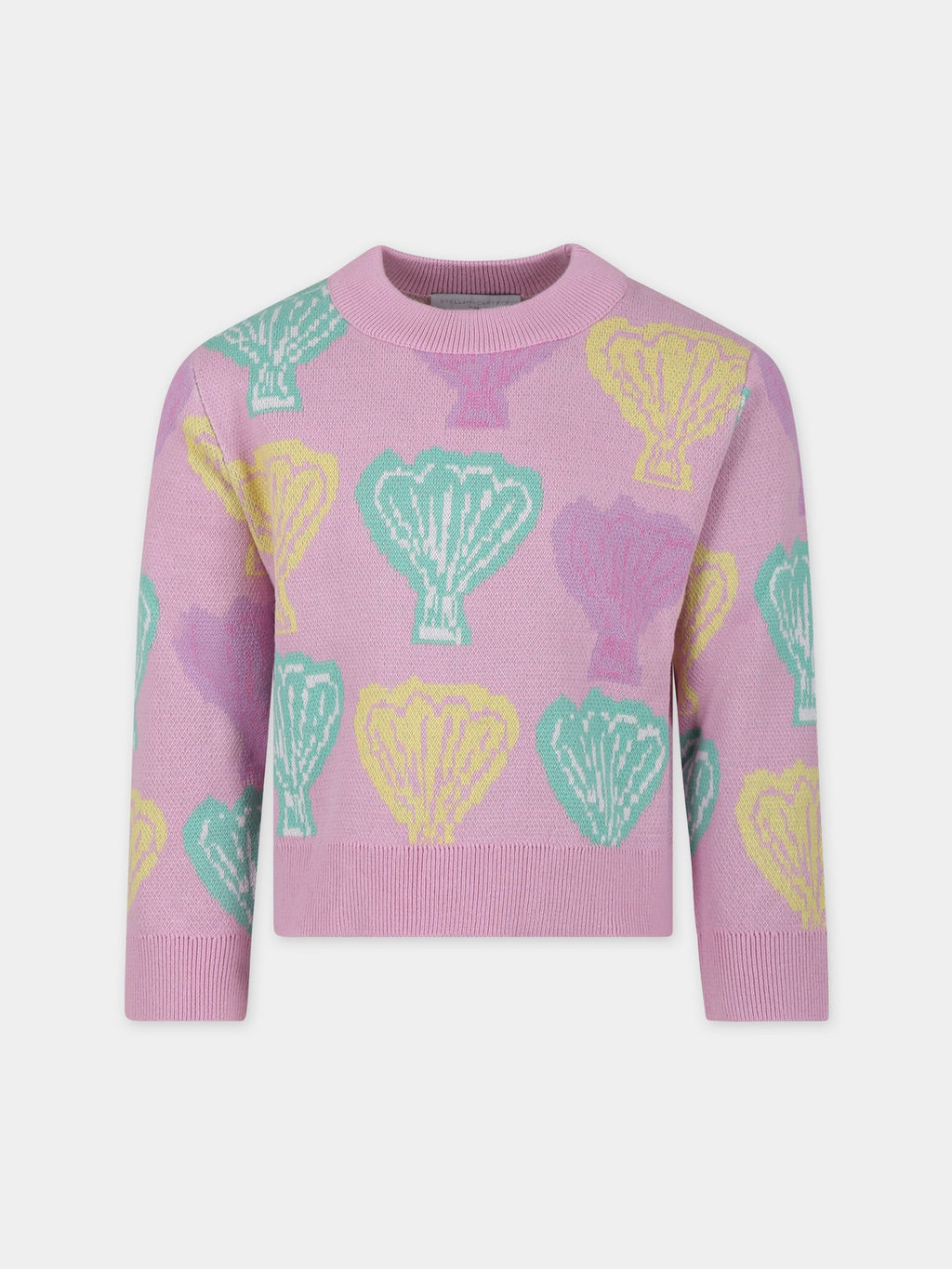 Maglione rosa per bambina con conchiglie